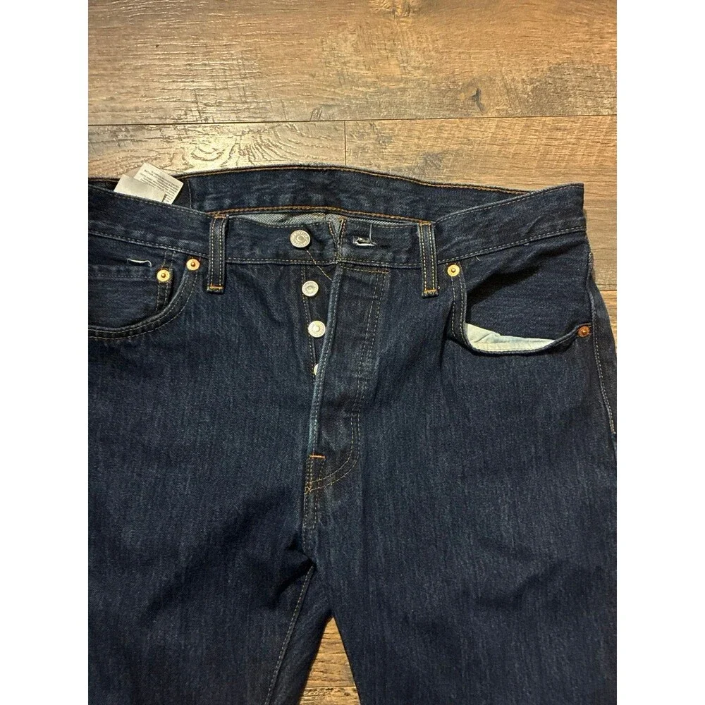 Levi's 501 Original Fit Button Fly Jeans Men's 34x32 Dark Wash Straight Leg Deni
